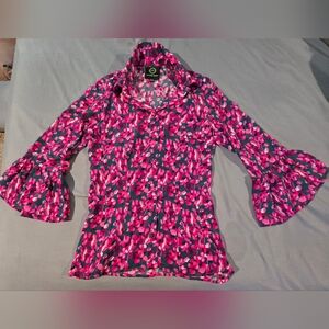 Catherine Prevost Pink Floral Button-Down Blouse